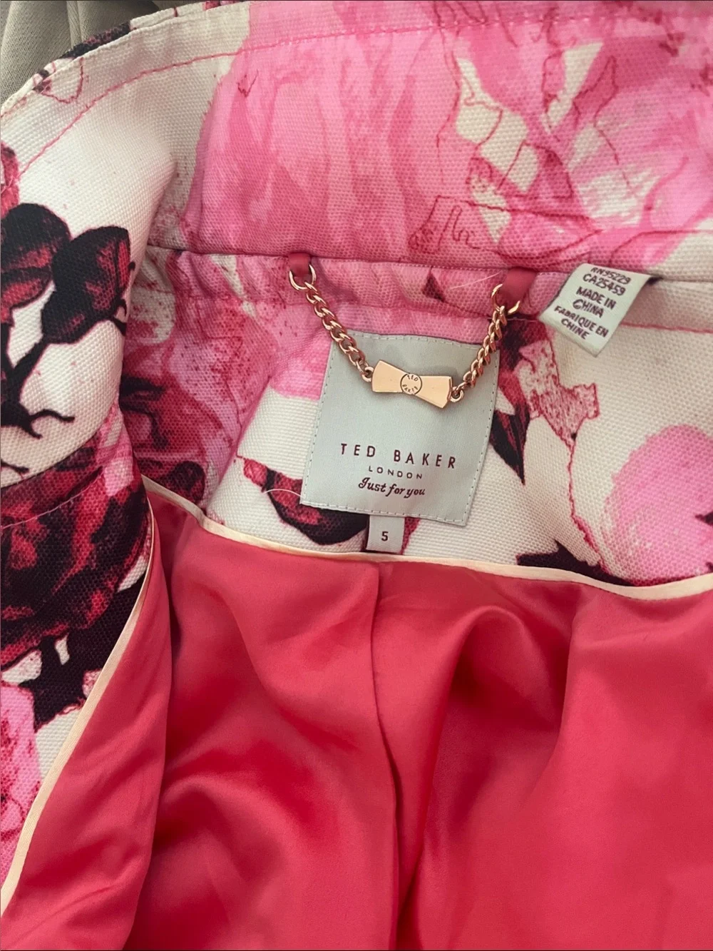 Ted Baker London Vibrant Floral Cropped Blazer Jacket Women’s Size Small